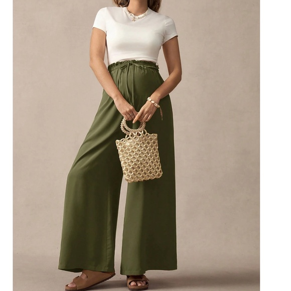 Maternity High Waisted Drawstring Wide leg Pants - Picture 3 of 10